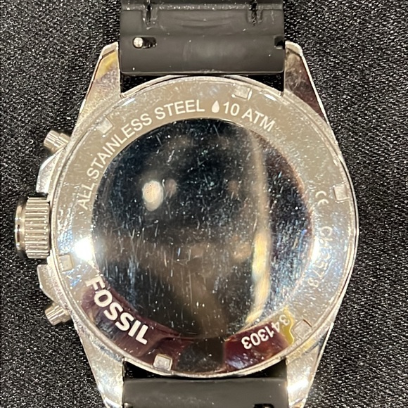 Vintage Fossil 10 ATM Decker Chronograph Silicone Black Watch CH2573 - Picture 2 of 9